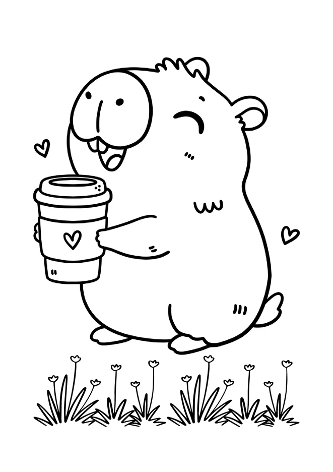 Desenho de capivara para colorir para imprimir e colorir - imagem 15